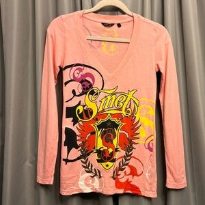 ♥️ Smet Born on street LA long sleeve pink Small t shirt NWOT